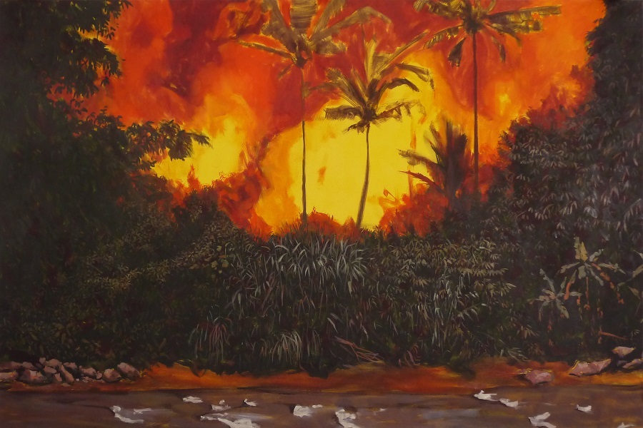 Incendie (II), 2017, Huile Sur Toile, 100 X 150 Cm (39 X 59 In)